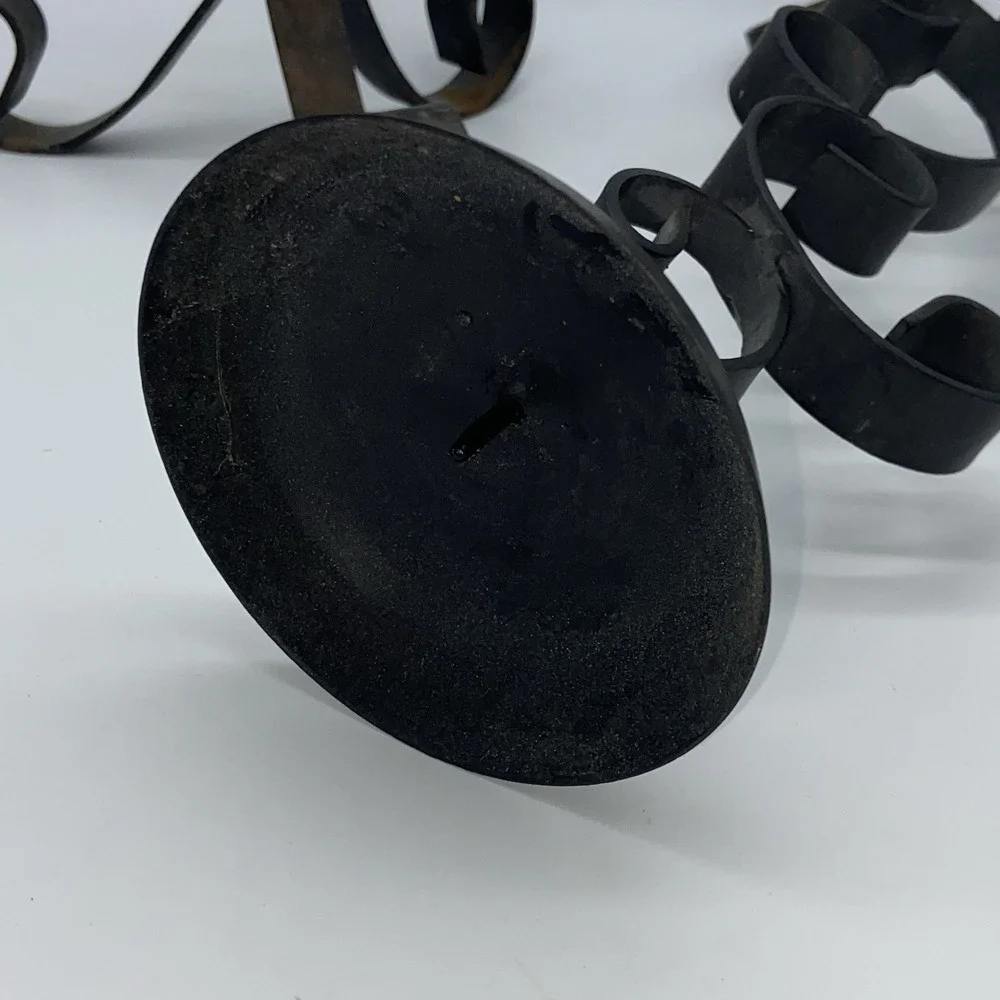 Black Wrought Iron‎ Candle Holders Set of two Black Swirl 13.5